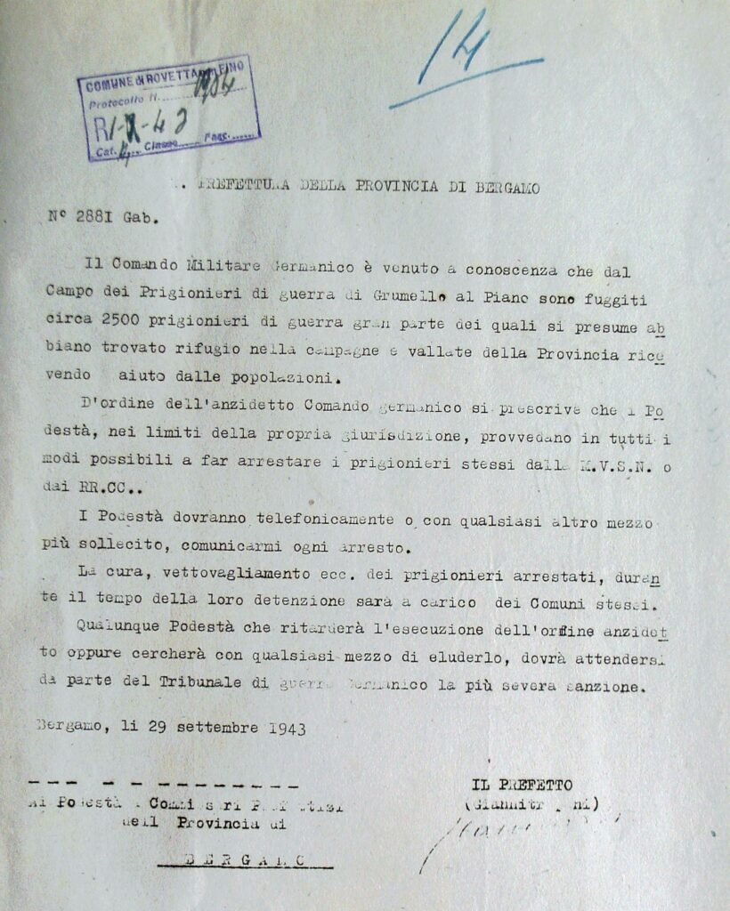 1943-09-29 fuga di 2500 prigionieri di guerra dalla Grumellina