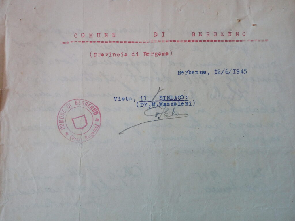 1945-04-25 Prigioniero per assistenza ricevuta da Giuseppe Locatelli