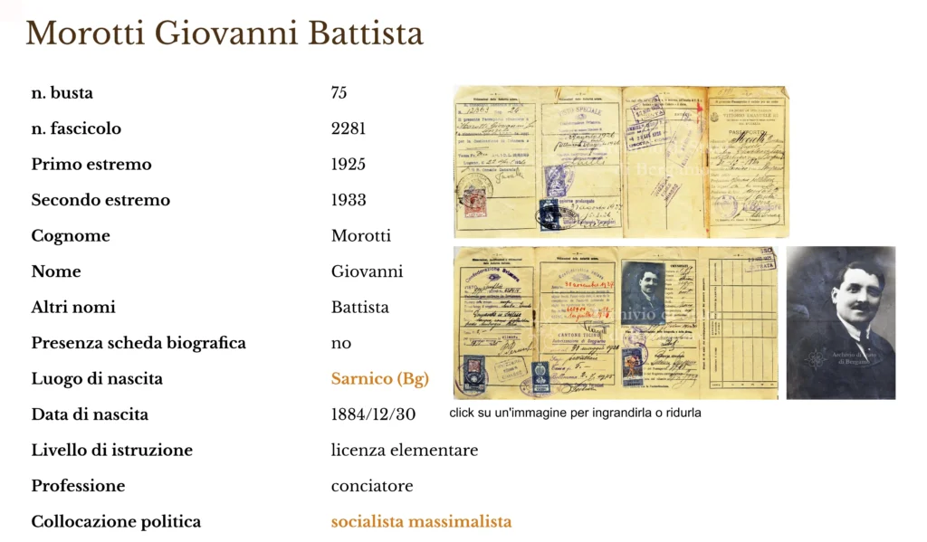 Sovversivi Bergamaschi: Giovanni Morotti